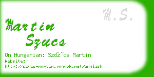 martin szucs business card